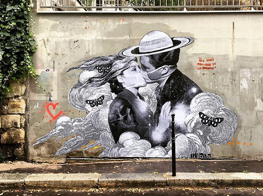 Le baiser masqué : une oeuvre signée du street artiste 13 bis