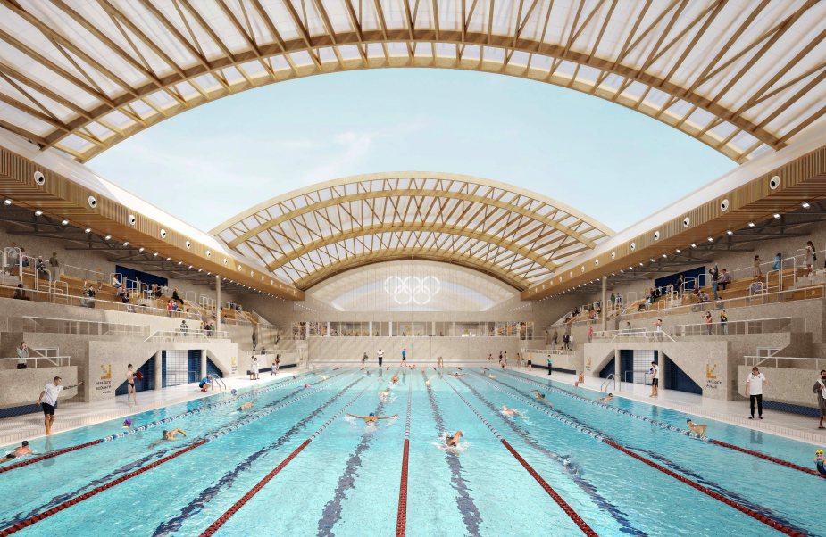 Porte des Lilas : les travaux de rénovation de la piscine olympique Georges Vallerey